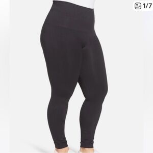 Spanx 1x Black Leggings 2 PAIR Look at Me Now Black Compression Cropped Regular